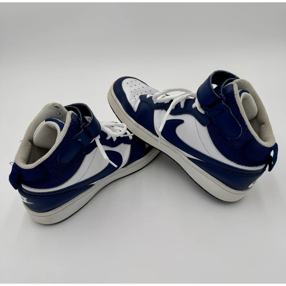 Nike Court Borough Mid 2 White Midnight Navy‎ CD7782-107 Youth 6.5Y Sneakers